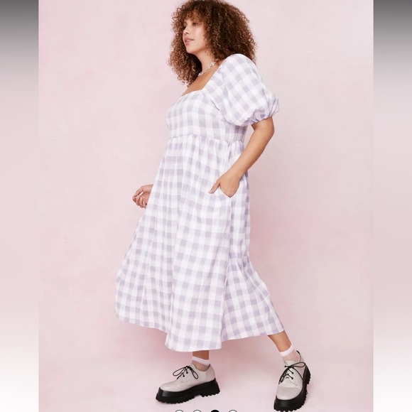 EUC Nasty Gal Spring / Summer smocked midi dress, 12 - Picture 3 of 15